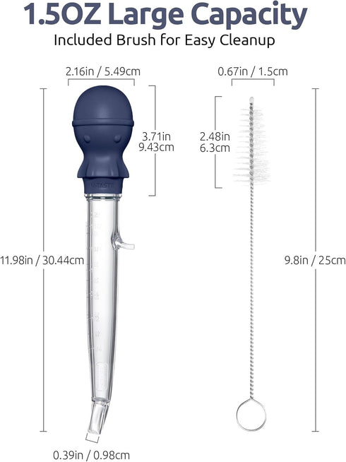 U-Taste 1.5oz Angled Turkey Baster - 228.2ºF Heat Resistant Food Grade Tritan and Silicone Large Octopus Bulb Baster Set with Cleaning Brush for C...